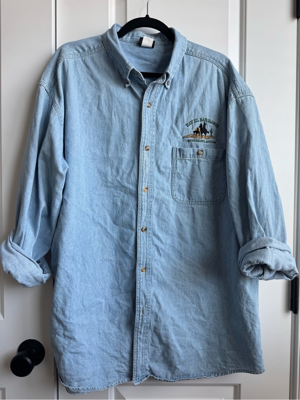 Vintage Ouray Denim Shirt XL Kay El Bar Ranch Arizona Embroidered Western